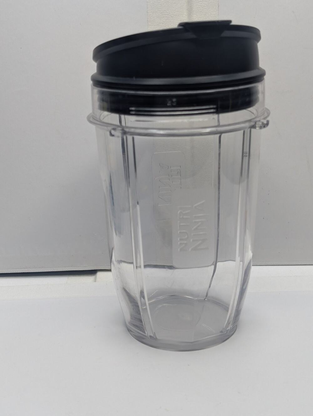 Nutri Ninja Blender Replacement Cup WithBlack Flip Top Travel Lid Clear Plastic